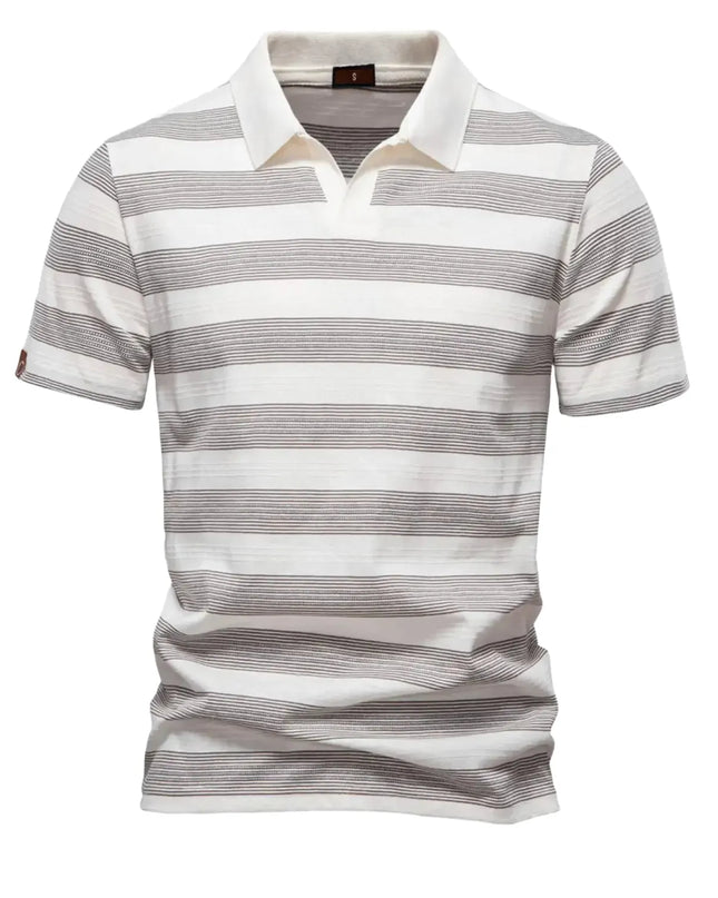 Men's Striped V Neck Polo Shirt - Breathable & Casual Summer Fit