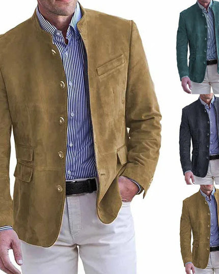 Men's Suede Blazer - Stylish Casual and Wedding Fashion Choice