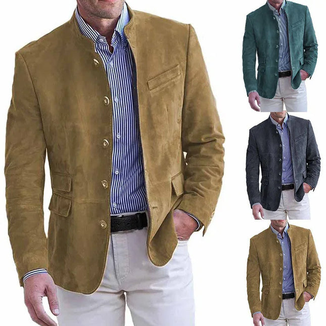 Men's Suede Blazer - Stylish Casual and Wedding Fashion Choice