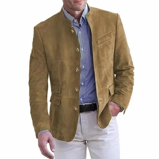 Men's Suede Blazer - Stylish Casual and Wedding Fashion Choice