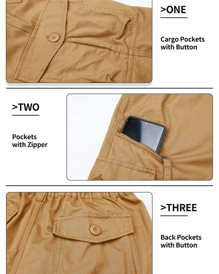 Men’s Summer Cargo Capri Pants - Lightweight Cotton, 6 Pockets