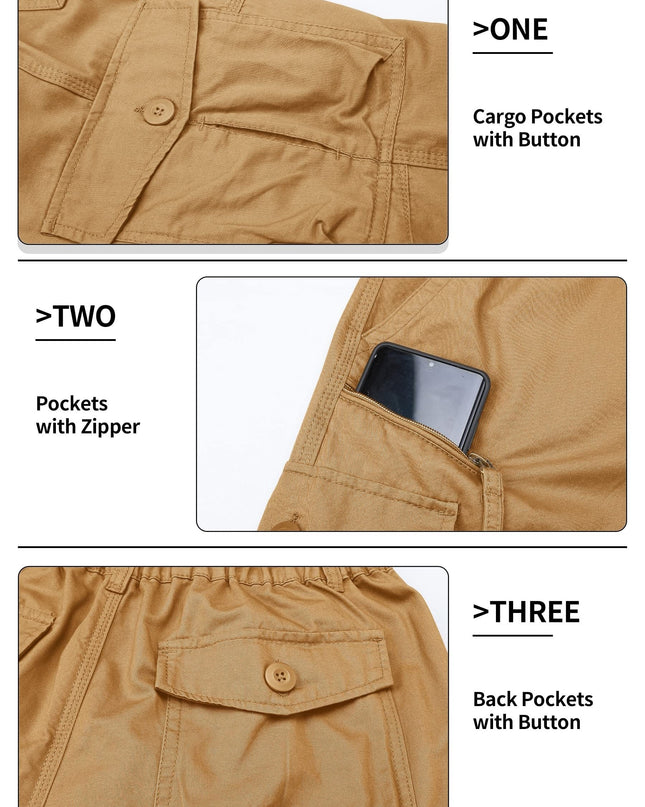 Men’s Summer Cargo Capri Pants - Lightweight Cotton, 6 Pockets