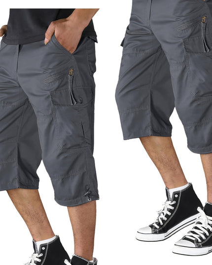 Men’s Summer Cargo Capri Pants - Lightweight Cotton, 6 Pockets
