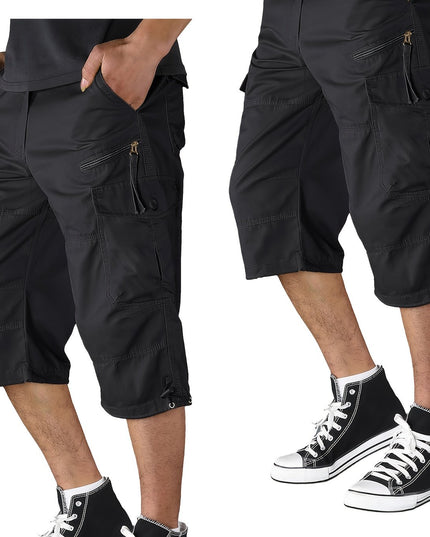 Men’s Summer Cargo Capri Pants - Lightweight Cotton, 6 Pockets