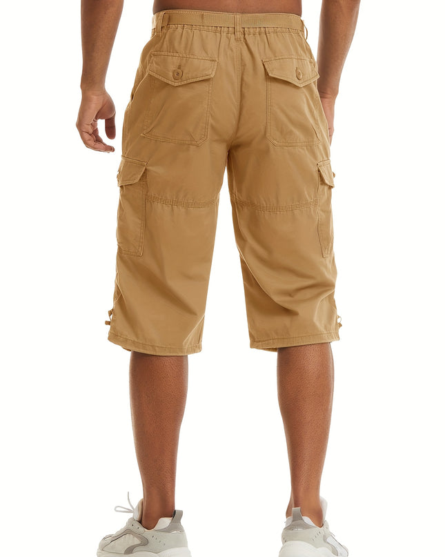 Men’s Summer Cargo Capri Pants - Lightweight Cotton, 6 Pockets