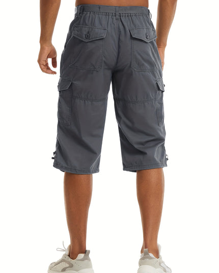 Men’s Summer Cargo Capri Pants - Lightweight Cotton, 6 Pockets