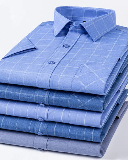 Men's Summer Plaid Short Sleeve Shirt - Soft Comfort, Regular Fit