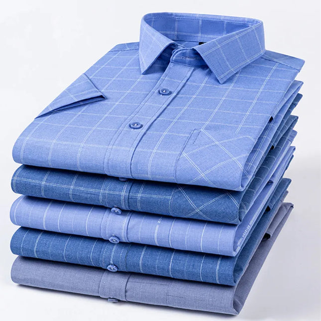 Men's Summer Plaid Short Sleeve Shirt - Soft Comfort, Regular Fit