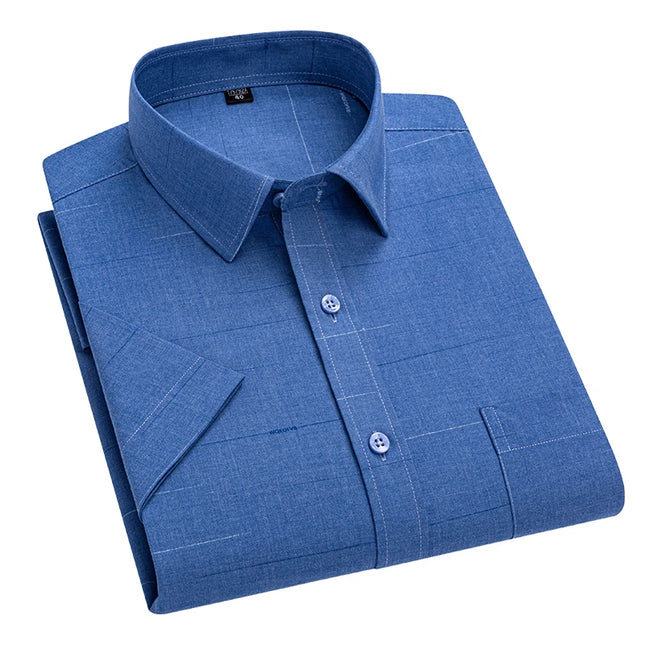 Men's Summer Plaid Short Sleeve Shirt - Soft Comfort, Regular Fit