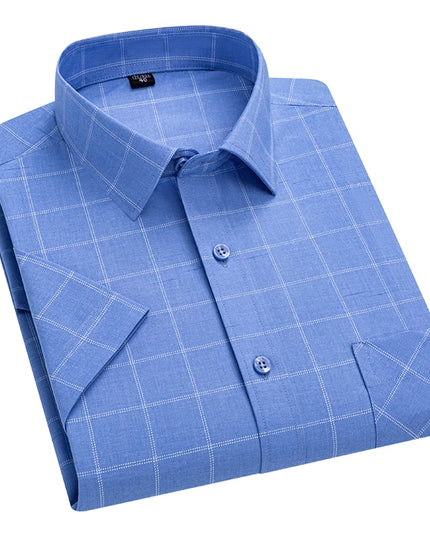 Men's Summer Plaid Short Sleeve Shirt - Soft Comfort, Regular Fit