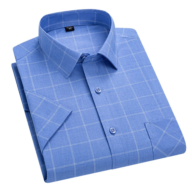 Men's Summer Plaid Short Sleeve Shirt - Soft Comfort, Regular Fit