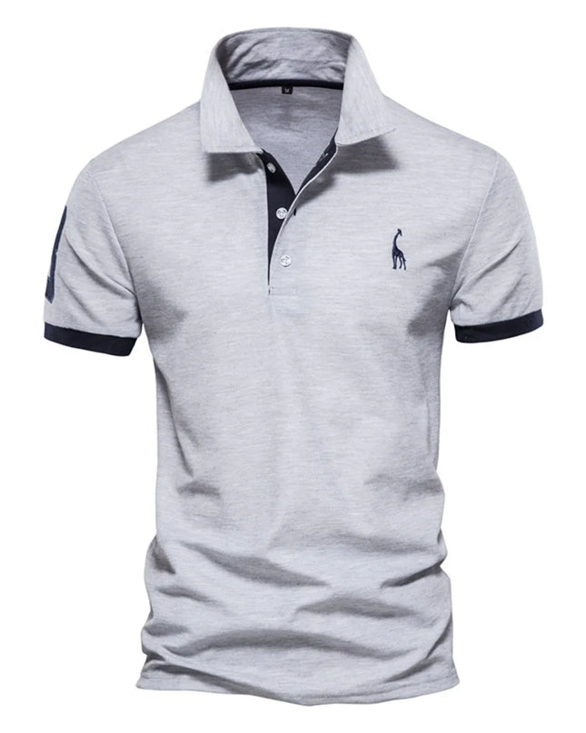 Men's Summer Polo Giraffe Shirt - Quality Embroidery, Casual Fit