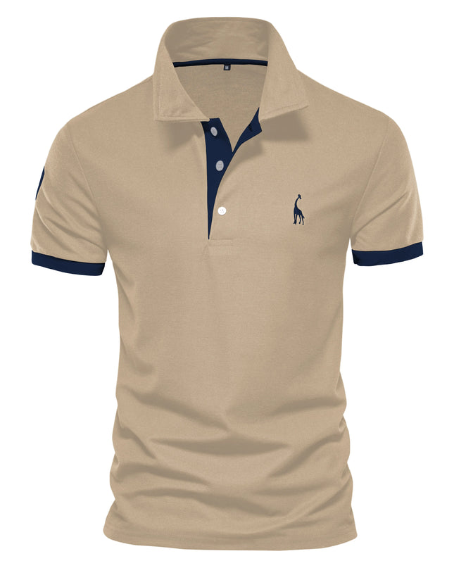 Men's Summer Polo Giraffe Shirt - Quality Embroidery, Casual Fit
