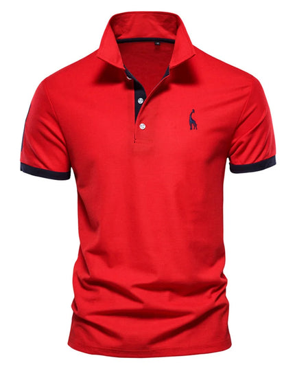 Men's Summer Polo Giraffe Shirt - Quality Embroidery, Casual Style