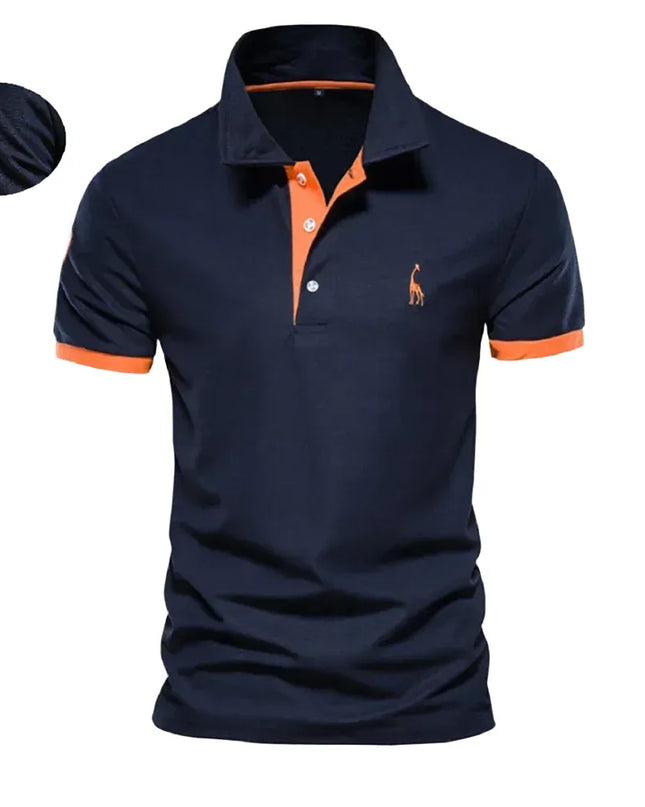 Men's Summer Polo Giraffe Shirt - Quality Embroidery, Casual Style