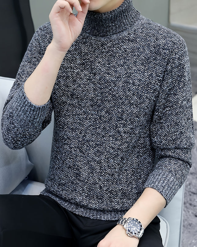 Men's Thick Fleece-Lined Sweater - Casual Pullover, Long Sleeve