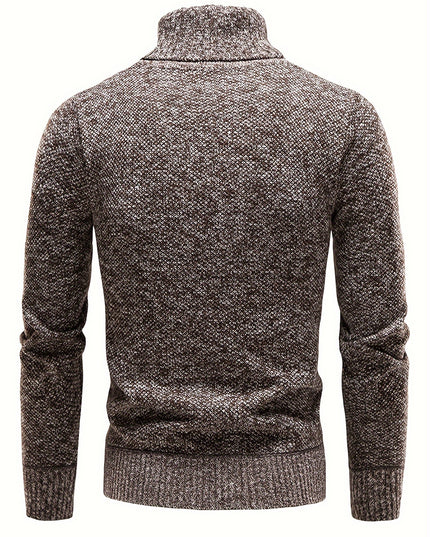 Men's Thick Fleece-Lined Sweater - Casual Pullover, Long Sleeve