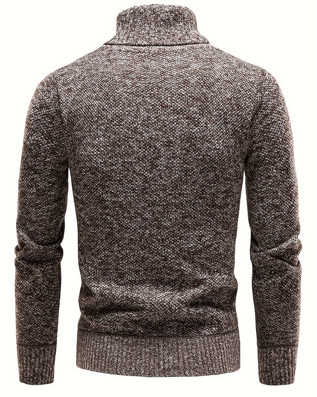 Men's Thick Fleece-Lined Sweater - Casual Pullover, Long Sleeve