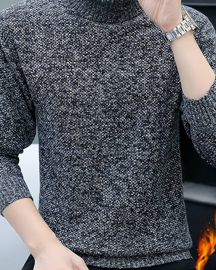 Men's Thick Fleece-Lined Sweater - Casual Pullover, Long Sleeve