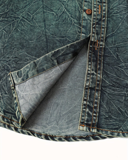 Men's Tie-Dye Denim Shirt - Long Sleeve Casual Top