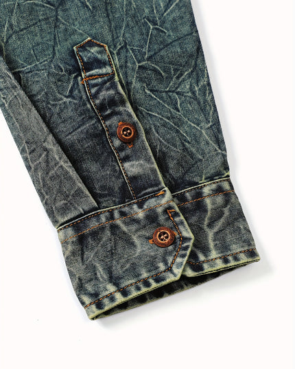 Men's Tie-Dye Denim Shirt - Long Sleeve Casual Top
