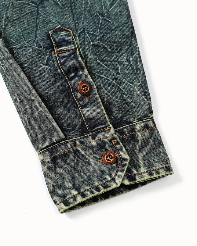 Men's Tie-Dye Denim Shirt - Long Sleeve Casual Top