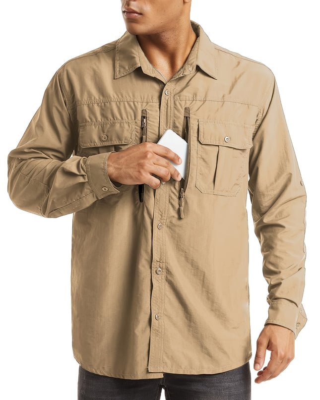 Men's UPF 50+ Long Sleeve Hiking Shirt - Quick-Dry, Breathable
