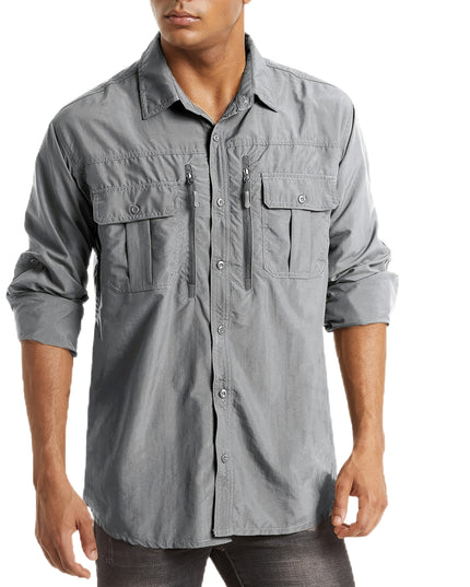Men's UPF 50+ Long Sleeve Hiking Shirt - Quick-Dry, Breathable