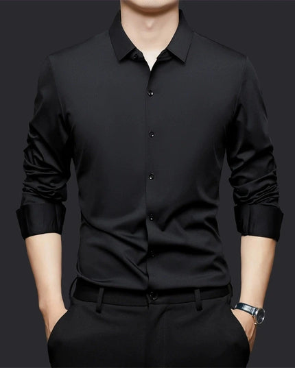 Men's Ultra Stretch Long Sleeve Casual Shirt - Luxury White Dress Top
