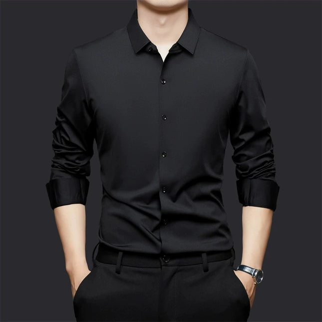 Men's Ultra Stretch Long Sleeve Casual Shirt - Luxury White Dress Top