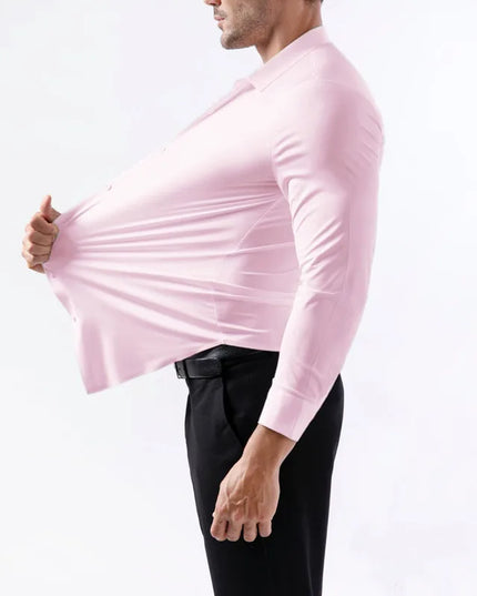 Men's Ultra Stretch Long Sleeve Casual Shirt - Luxury White Dress Top
