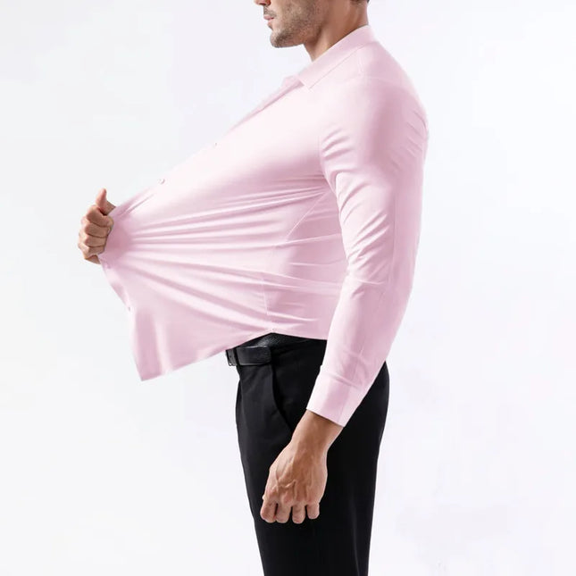 Men's Ultra Stretch Long Sleeve Casual Shirt - Luxury White Dress Top