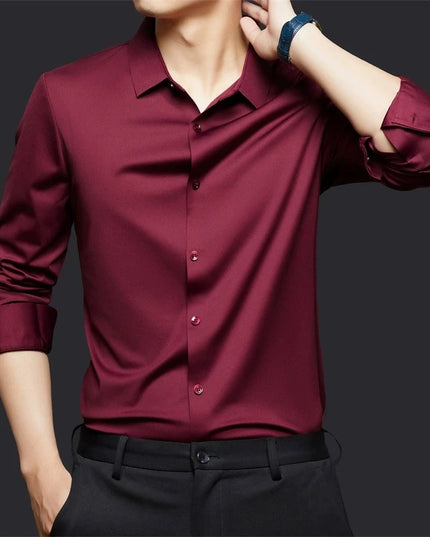 Men's Ultra Stretch Long Sleeve Casual Shirt - Luxury White Dress Top