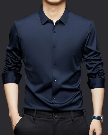 Men's Ultra Stretch Long Sleeve Casual Shirt - Luxury White Dress Top