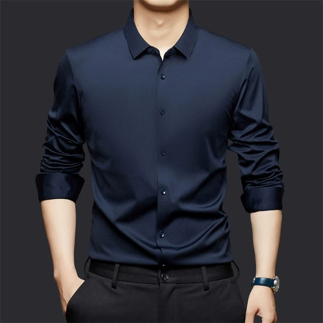 Men's Ultra Stretch Long Sleeve Casual Shirt - Luxury White Dress Top