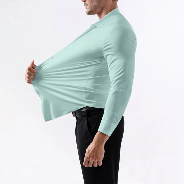 Men's Ultra Stretch Long Sleeve Casual Shirt - Luxury White Dress Top