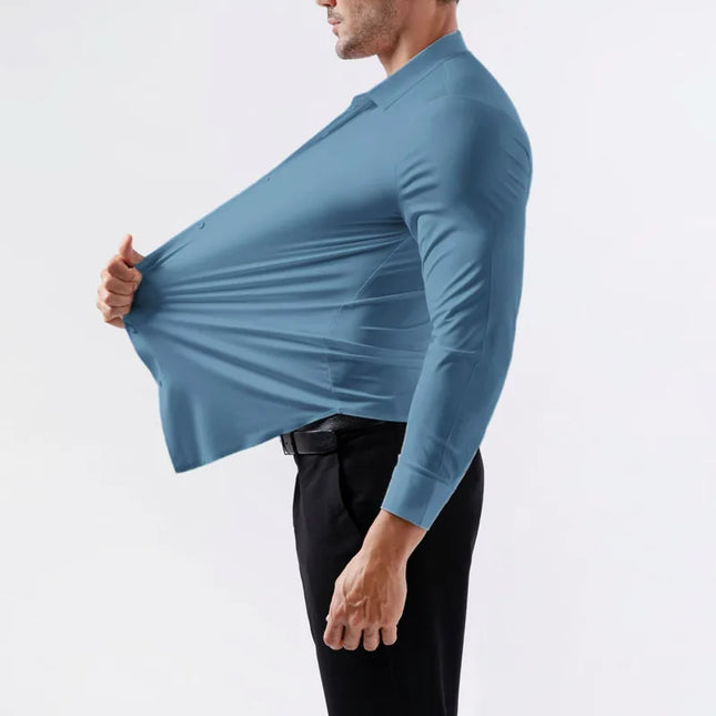 Men's Ultra Stretch Long Sleeve Casual Shirt - Luxury White Dress Top