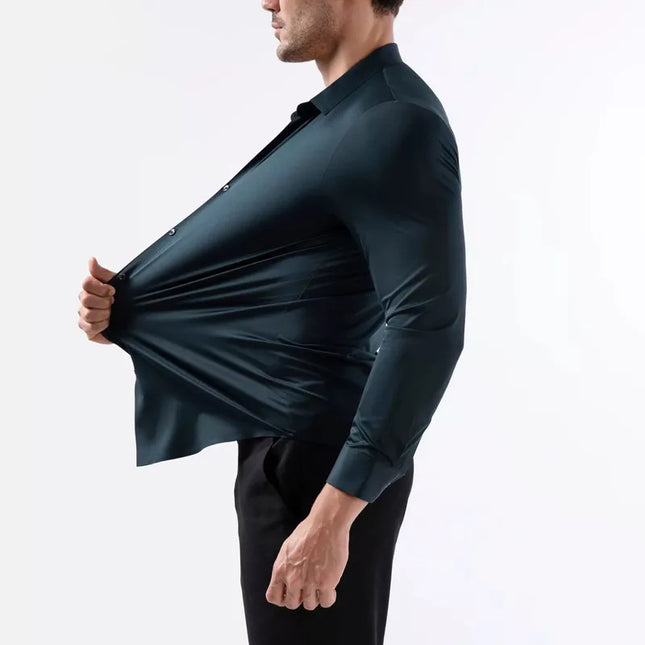 Men's Ultra Stretch Long Sleeve Casual Shirt - Luxury White Dress Top
