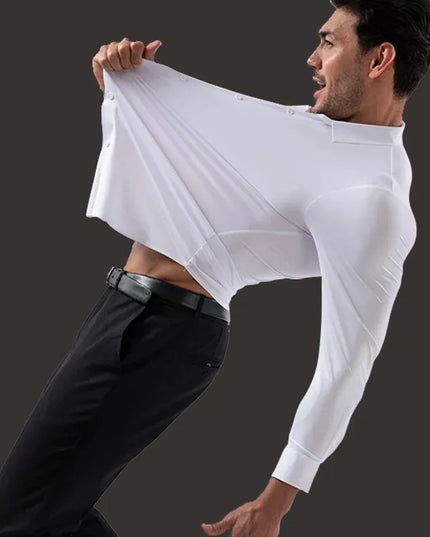 Men's Ultra Stretch Long Sleeve Casual Shirt - Luxury White Dress Top