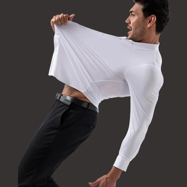 Men's Ultra Stretch Long Sleeve Casual Shirt - Luxury White Dress Top