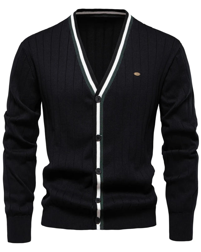 Men's V-Neck Cotton Cardigan Sweater - Casual Knit Wear