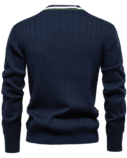 Men's V-Neck Cotton Cardigan Sweater - Casual Knit Wear