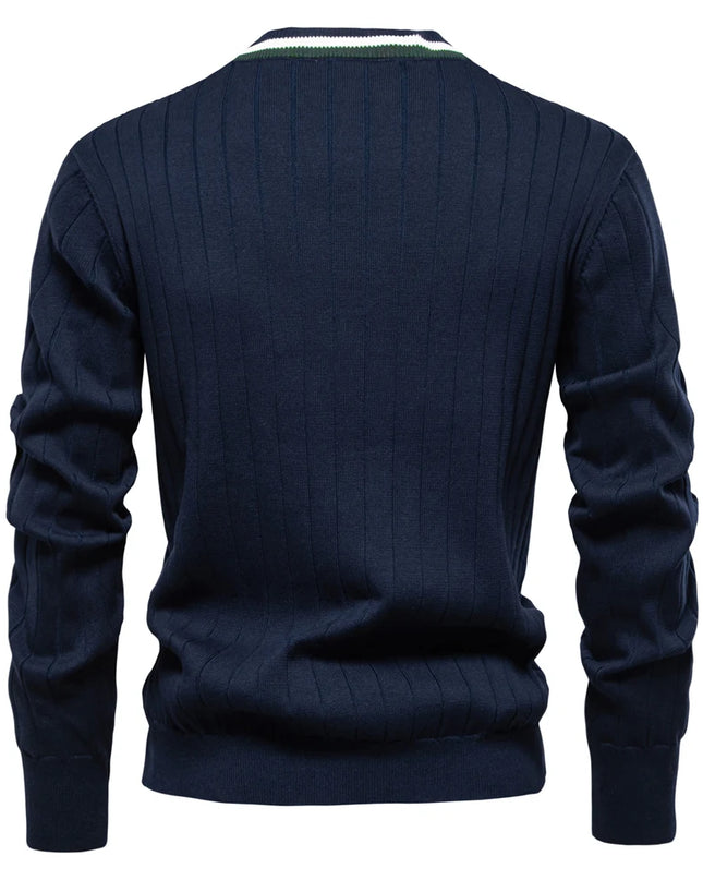 Men's V-Neck Cotton Cardigan Sweater - Casual Knit Wear