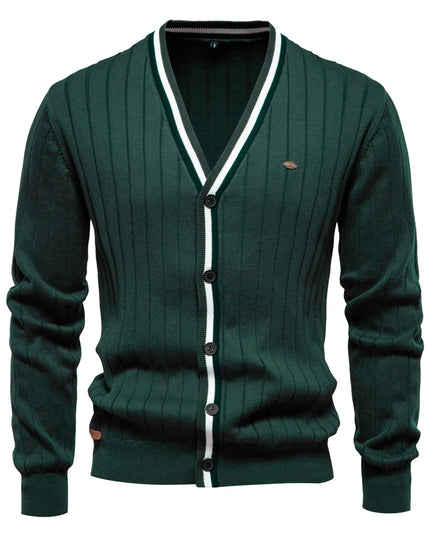 Men's V-Neck Cotton Cardigan Sweater - Casual Knit Wear