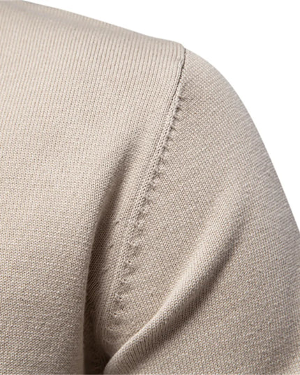 Men’s V-Neck Cotton Pullover - Casual Long Sleeve Sweater