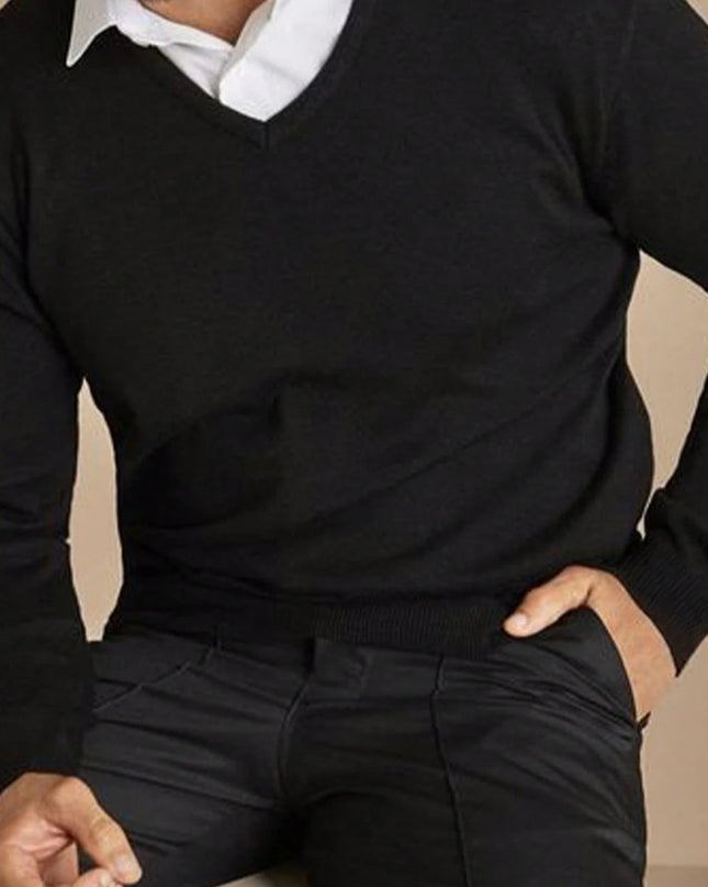 Men's V-Neck Sweater - Ultra-Soft Knit for Casual Wear
