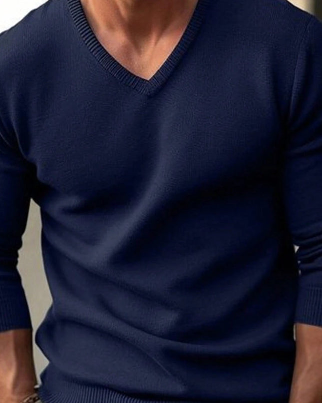 Men's V-Neck Sweater - Ultra-Soft Knit for Casual Wear