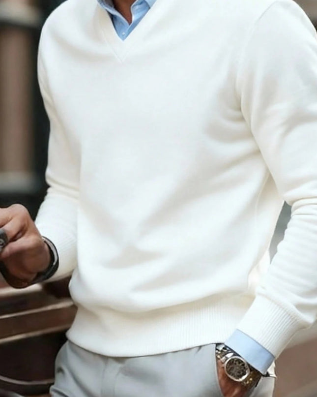 Men's V-Neck Sweater - Ultra-Soft Knit for Casual Wear