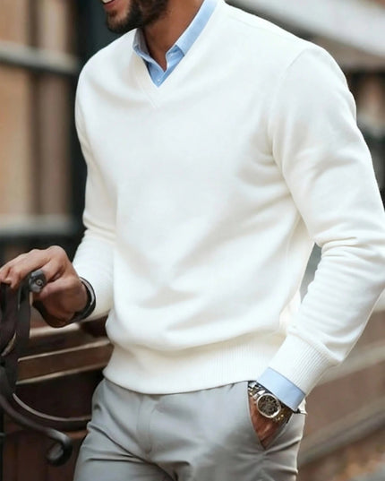 Men's V-Neck Sweater - Ultra-Soft Knit for Casual Wear