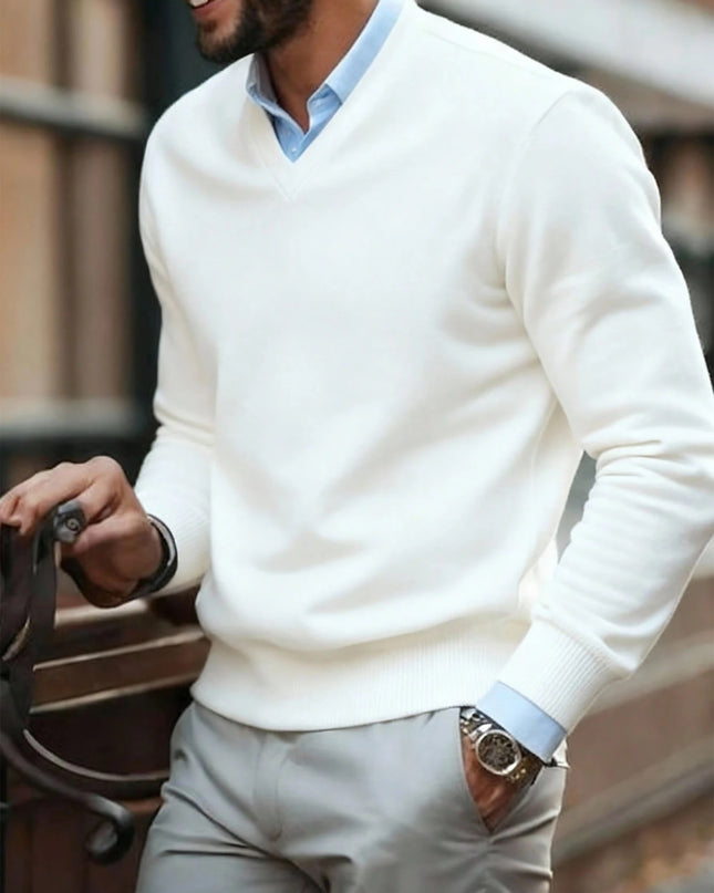 Men's V-Neck Sweater - Ultra-Soft Knit for Casual Wear